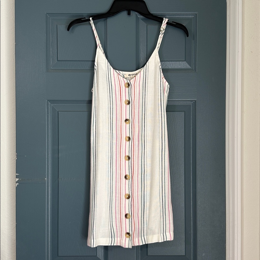 Rip Curl White Sundress with Pink, Blue & Green Stripes - Picture 4 of 4
